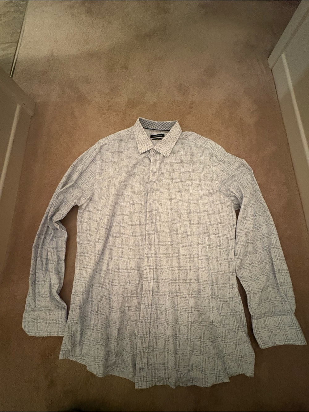 Bugatchi Light Blue Textured Grid Button-Down Shirt